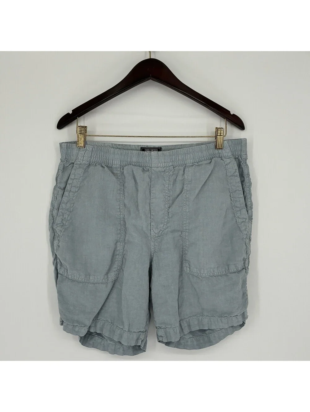 Todd Snyder Shorts Men's Large L Pale Light Blue Elastic Drawstring Linen Summer